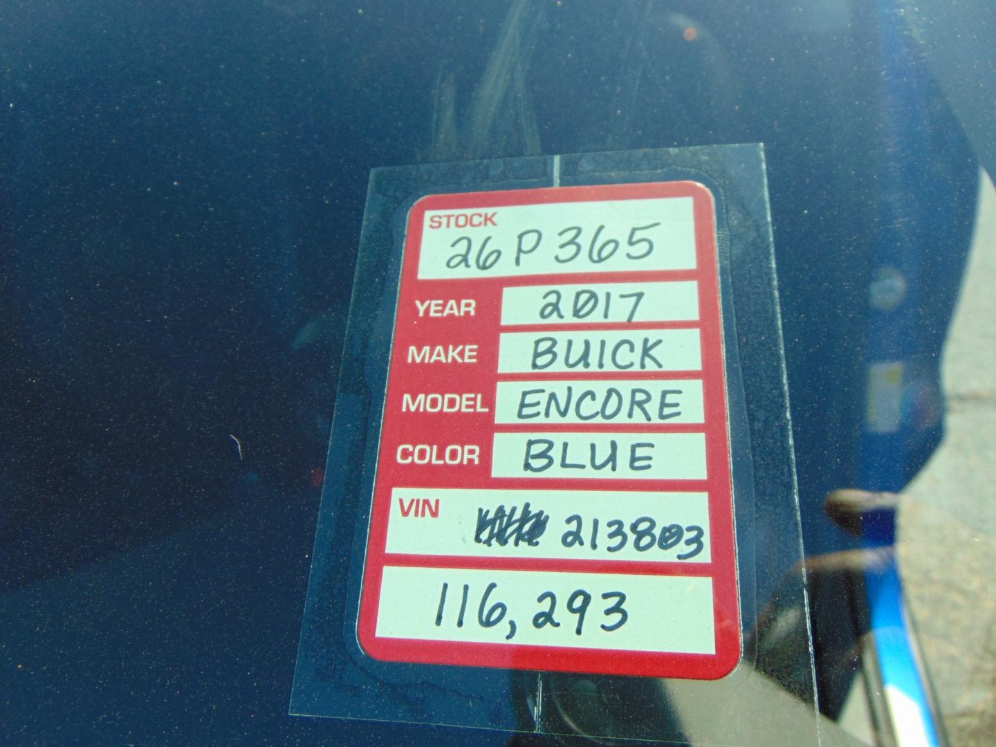 2017 Blue Buick Encore (KL4CJASB4HB) with an 4-Cyl, ECOTEC, 1.4T engine, Auto, 6-Spd OD ShftCtrl transmission, located at 2105 Dixie Hwy, Louisville, KY, 40210, (502) 772-3333, 38.220932, -85.795441- Photo#12